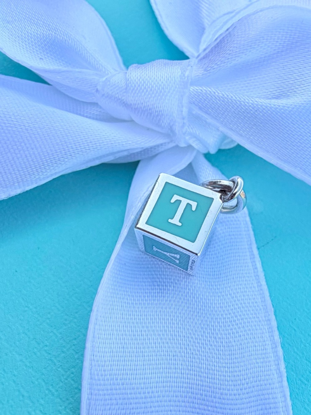 Tiffany & Co.  Blue Enamel Baby Block in Silver
